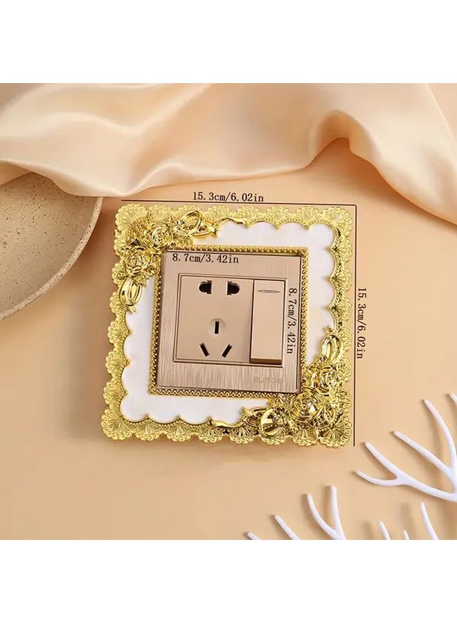 Golden And White Rose Shaped Switch Stickers ABS Plastic Self Adhesive Cover For Home - Image 3